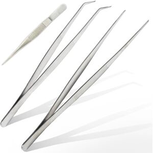 AMANDELIZABE Pince à épiler biseautée en acier inoxydable 25 cm professionnelle antidérapante longue et droite 2 pinces coudées pour animaux aquatiques, coraux, artisanat avec 1 pince droite de 125 mm - Publicité AMANDELIZABE Pince à épiler biseautée en acier inoxydable 25 cm professionnelle antidérapante longue et droite 2 pinces coudées pour animaux aquatiques, coraux, artisanat avec 1 pince droite de 125 mm - Publicité