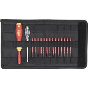 Wiha Tournevis porte-embout isolé avec 14 embouts slimVario et testeur de tension (36068) dans trousse pliable - Publicité Wiha Tournevis porte-embout isolé avec 14 embouts slimVario et testeur de tension (36068) dans trousse pliable - Publicité