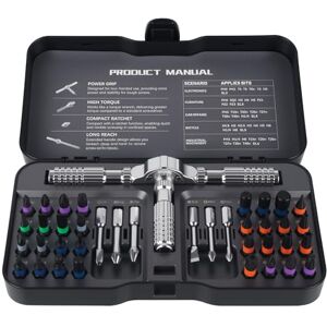 Nuangoo Jeu de Tournevis à Cliquet 40 en 1, comprenant des embouts en acier allié S2, des embouts magnétiques, une poignée à cliquet amovible et un kit d'outils d'entretien universel - Publicité Nuangoo Jeu de Tournevis à Cliquet 40 en 1, comprenant des embouts en acier allié S2, des embouts magnétiques, une poignée à cliquet amovible et un kit d'outils d'entretien universel - Publicité