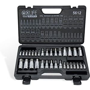CCLIFE Jeu de hex douilles à embouts, 32 Douilles à 6 pans Métriques et SAE 1/4" 3/8" 1/2", Acier S2 - Publicité CCLIFE Jeu de hex douilles à embouts, 32 Douilles à 6 pans Métriques et SAE 1/4" 3/8" 1/2", Acier S2 - Publicité