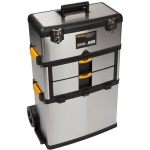 Perel Servante d’atelier 3-en-1, trolley en acier inoxydable, avec poignée télescopique, grandes roues et 3 compartiments amovibles, pour professionnels et bricoleurs, 570 x 354 x 830 mm - Publicité Perel Servante d’atelier 3-en-1, trolley en acier inoxydable, avec poignée télescopique, grandes roues et 3 compartiments amovibles, pour professionnels et bricoleurs, 570 x 354 x 830 mm - Publicité
