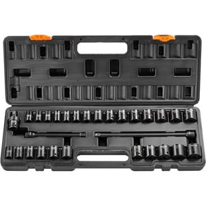 VEVOR Coffret Douilles à Chocs 3/8 po SAE 3/8-1 po Métrique 8-22 mm, Kit pour Clé à Cliquet 29PCs, en Acier Allié Cr-V, 6 Pans, Marquages de Taille Faciles à Lire, pour la Réparation Automobile - Publicité VEVOR Coffret Douilles à Chocs 3/8 po SAE 3/8-1 po Métrique 8-22 mm, Kit pour Clé à Cliquet 29PCs, en Acier Allié Cr-V, 6 Pans, Marquages de Taille Faciles à Lire, pour la Réparation Automobile - Publicité