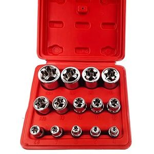 YWHWXB Jeu de 14 douilles femelles E-Torx étoile, entraînement 1/4", 3/8", 1/2", jeu de douilles étoile externes femelles E4-E24, jeu de douilles dynamométriques avec étui rouge - Publicité YWHWXB Jeu de 14 douilles femelles E-Torx étoile, entraînement 1/4", 3/8", 1/2", jeu de douilles étoile externes femelles E4-E24, jeu de douilles dynamométriques avec étui rouge - Publicité