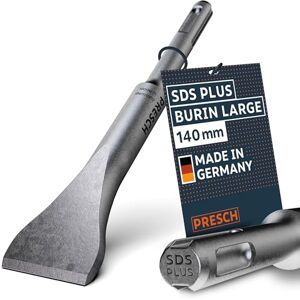 PRESCH SDS plus Burin Large Tranchant robuste et durable de 30 mm de large Pour tous les travaux de démolition (longueur 140 mm) Burin en acier haute performance pour des coups puissants - Publicité PRESCH SDS plus Burin Large Tranchant robuste et durable de 30 mm de large Pour tous les travaux de démolition (longueur 140 mm) Burin en acier haute performance pour des coups puissants - Publicité