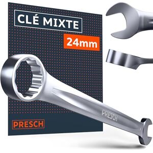 PRESCH Clé plate 24mm Usinée de précision et extrêmemement robuste Clé mixte Ouverture inclinée à 15° pour travaux en espaces restreints - Publicité PRESCH Clé plate 24mm Usinée de précision et extrêmemement robuste Clé mixte Ouverture inclinée à 15° pour travaux en espaces restreints - Publicité