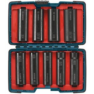 Bosch 27286 Lot de 9 douilles pour puits profonds avec étui Brute Tough pour applications à couple élevé de conduite et fixation 1/2 - Publicité Bosch 27286 Lot de 9 douilles pour puits profonds avec étui Brute Tough pour applications à couple élevé de conduite et fixation 1/2 - Publicité