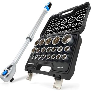 HASKYY Jeu de douilles à denture multiple XZN 8-36 mm 1/2 pouce & cliquet télescopique réversible extensible 1/2 pouce 610–750 mm 72 dents, en acier CR-V, ensemble d'outils 22 pièces - Publicité HASKYY Jeu de douilles à denture multiple XZN 8-36 mm 1/2 pouce & cliquet télescopique réversible extensible 1/2 pouce 610–750 mm 72 dents, en acier CR-V, ensemble d'outils 22 pièces - Publicité