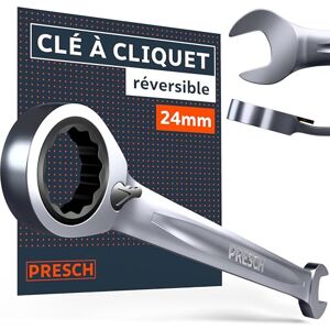 PRESCH Clé à cliquet réversible 24mm Angle de reprise minimal (3°, 120 dents) – Déport de 15° pour les zones étroites – Clé plate à cliquet robuste usinée avec précision - Publicité PRESCH Clé à cliquet réversible 24mm Angle de reprise minimal (3°, 120 dents) – Déport de 15° pour les zones étroites – Clé plate à cliquet robuste usinée avec précision - Publicité