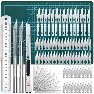 Jeesblsy Cutter de Précision Couteau, 2 Stylos Scalpel 90 Lames Tapis de Découpe Règle en Acier pour Découpe de Travail d'art Bricolage, Spéléologie, DIY Sculpture Couteaux de Loisirs - Publicité Jeesblsy Cutter de Précision Couteau, 2 Stylos Scalpel 90 Lames Tapis de Découpe Règle en Acier pour Découpe de Travail d'art Bricolage, Spéléologie, DIY Sculpture Couteaux de Loisirs - Publicité