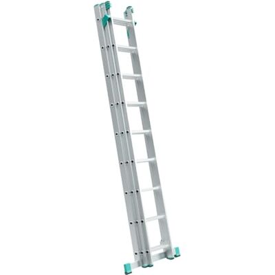 ALVE Aluminium Echelle coulissante extensible 3 plans Gris 9 marches - Publicité ALVE Aluminium Echelle coulissante extensible 3 plans Gris 9 marches - Publicité