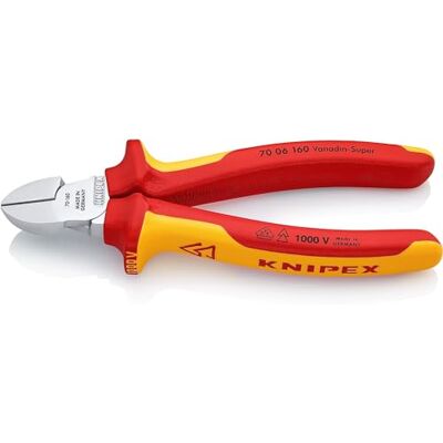 Knipex Pince coupante de côté sur carte LS chromée isolées, 70 06 160 SB Par gaines bi-matière, certifiées VDE 160 mm - Publicité Knipex Pince coupante de côté sur carte LS chromée isolées, 70 06 160 SB Par gaines bi-matière, certifiées VDE 160 mm - Publicité