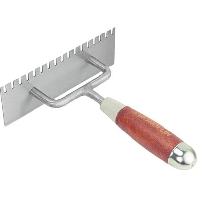 MONDELIN Truelle Berthelet dentée – lame acier – côté denté et lisse – outil plâtrier finition et dressage du plâtre - Publicité MONDELIN Truelle Berthelet dentée – lame acier – côté denté et lisse – outil plâtrier finition et dressage du plâtre - Publicité