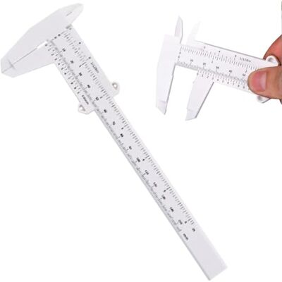 REBECASKYENS Pied à coulisse en plastique pour maquillage Outil à coulisse Règle à double échelle Jauge coulissante en plastique pour maquillage permanent Règle à pochoir réutilisable Argenté - Publicité REBECASKYENS Pied à coulisse en plastique pour maquillage Outil à coulisse Règle à double échelle Jauge coulissante en plastique pour maquillage permanent Règle à pochoir réutilisable Argenté - Publicité