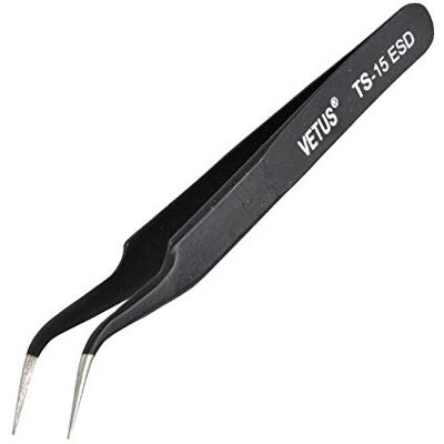 Plentoy Vetus TS-15 ESD Pince à épiler de précision antistatique incurvée pour la fabrication de bijoux Outil de réparation de téléphone portable - Publicité Plentoy Vetus TS-15 ESD Pince à épiler de précision antistatique incurvée pour la fabrication de bijoux Outil de réparation de téléphone portable - Publicité
