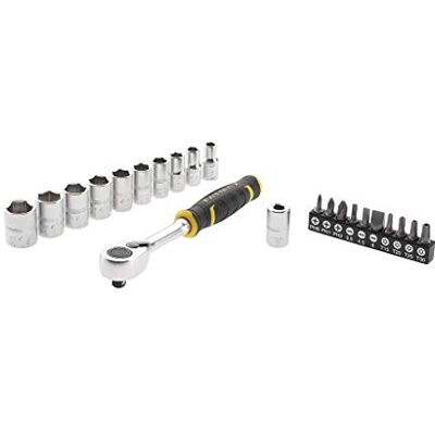 Stanley FMMT82679-0 Cliquet 120 dents ¼’’ Fatmax + 10 Douilles + 10 embouts + Porte-Embout – 22 Pièces - Publicité Stanley FMMT82679-0 Cliquet 120 dents ¼’’ Fatmax + 10 Douilles + 10 embouts + Porte-Embout – 22 Pièces - Publicité
