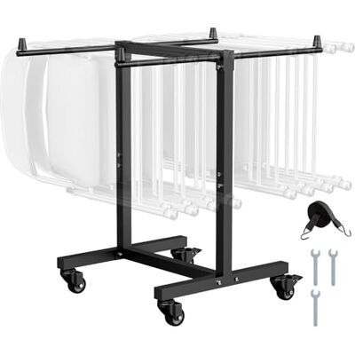 VEVOR Chariot de Chaise Pliante, Capacité de Charge 90 kg, Support Robuste pour 14 Chaises, Organiseur de Rangement Multifonction Métallique en Forme de T avec Roues, pour Salle à Manger, Noir Mat - Publicité VEVOR Chariot de Chaise Pliante, Capacité de Charge 90 kg, Support Robuste pour 14 Chaises, Organiseur de Rangement Multifonction Métallique en Forme de T avec Roues, pour Salle à Manger, Noir Mat - Publicité