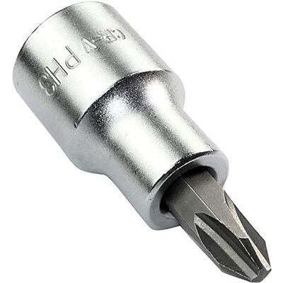 AERZETIX C45960 Douille Tournevis 1/2 pour vis Cruciforme Phillips Monobloc PH3x55mm Embout pour Clé/Cliquet Manuelle/Pneumatique en Acier CR-V Couleur Argent - Publicité AERZETIX C45960 Douille Tournevis 1/2 pour vis Cruciforme Phillips Monobloc PH3x55mm Embout pour Clé/Cliquet Manuelle/Pneumatique en Acier CR-V Couleur Argent - Publicité