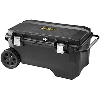 Stanley 1-94-850 Coffre Sur Roulettes Gamme Fatmax Rangements Verticaux Couvercle Rainure V pour Coupe d'Appoint Volume 113 Litres Étanche Serrure Intégrée Poignée Télescopique Multicolore - Publicité Stanley 1-94-850 Coffre Sur Roulettes Gamme Fatmax Rangements Verticaux Couvercle Rainure V pour Coupe d'Appoint Volume 113 Litres Étanche Serrure Intégrée Poignée Télescopique Multicolore - Publicité