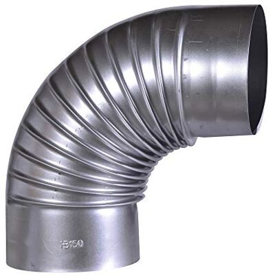 FIREFIX A150/B FAL Coude 90°, Rigide, ø 150 mm – Tuyaux de Four en tôle d'acier, 0,6 mm d'épaisseur, Conique, Longueur soudée au Laser, Argent - Publicité FIREFIX A150/B FAL Coude 90°, Rigide, ø 150 mm – Tuyaux de Four en tôle d'acier, 0,6 mm d'épaisseur, Conique, Longueur soudée au Laser, Argent - Publicité