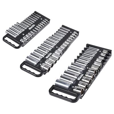 VEVOR Kit Organisateurs de Douilles Portables, Lot de 3, Plateaux de Douilles Métriques SAE 1/4'', 3/8'', 1/2'', Capacité de 76 Douilles, avec Poignée et Base Magnétique, pour Tiroir de Boîte à Outils - Publicité VEVOR Kit Organisateurs de Douilles Portables, Lot de 3, Plateaux de Douilles Métriques SAE 1/4'', 3/8'', 1/2'', Capacité de 76 Douilles, avec Poignée et Base Magnétique, pour Tiroir de Boîte à Outils - Publicité