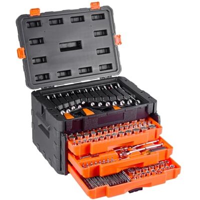 VEVOR Coffret d'Outils de Mécanicien 450PCs avec Embouts, Clés et Accessoires, Kit de Douilles Profondes et Standard à Entraînement 6,4 mm, 9,5 mm et 12,7 mm, SAE et Métrique, pour Réparation Auto - Publicité VEVOR Coffret d'Outils de Mécanicien 450PCs avec Embouts, Clés et Accessoires, Kit de Douilles Profondes et Standard à Entraînement 6,4 mm, 9,5 mm et 12,7 mm, SAE et Métrique, pour Réparation Auto - Publicité