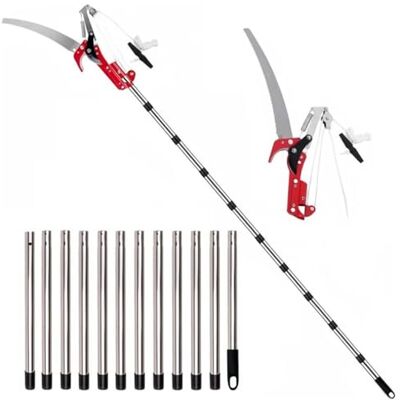 NEWFUN Scie d'élagage manuelle, réglable en hauteur sur 4 m, 1 scie pour 2 utilisations, Couper des arbres et des arbustes denses sans échelle, sécateur manuel pour branches hautes - Publicité NEWFUN Scie d'élagage manuelle, réglable en hauteur sur 4 m, 1 scie pour 2 utilisations, Couper des arbres et des arbustes denses sans échelle, sécateur manuel pour branches hautes - Publicité