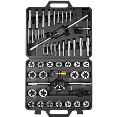 VEVOR Coffret de Tarauds et Filières, 51 Pcs, Kit de Taraudage et Filetage Métriques M6 à M24, Filetage à Pas Gros et Fin, Tourne-à-gauche, Porte-filière, Mallette de Rangement et Accessoires Complets - Publicité VEVOR Coffret de Tarauds et Filières, 51 Pcs, Kit de Taraudage et Filetage Métriques M6 à M24, Filetage à Pas Gros et Fin, Tourne-à-gauche, Porte-filière, Mallette de Rangement et Accessoires Complets - Publicité