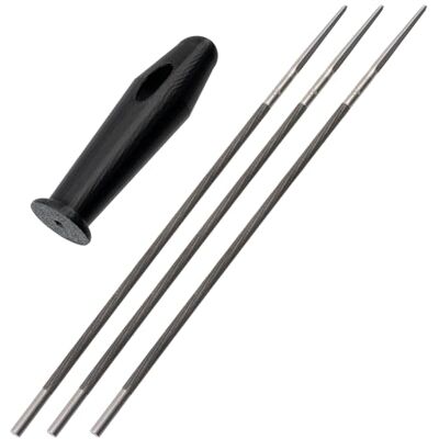 AERZETIX Kit 3 Limes Rondes Affûtage Ø4.8mm 250mm Tronçonneuse 0.325" Manuel, Poignée en Plastique Incluse - Publicité AERZETIX Kit 3 Limes Rondes Affûtage Ø4.8mm 250mm Tronçonneuse 0.325" Manuel, Poignée en Plastique Incluse - Publicité