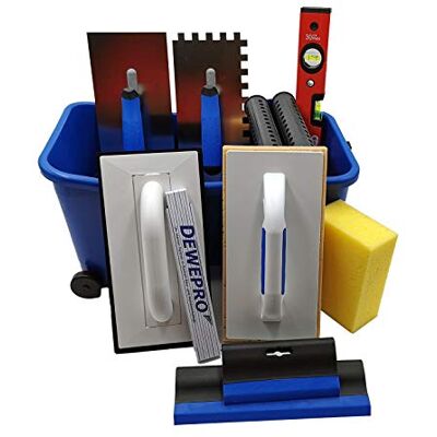 DEWEPRO ® Kit Carrelage XL 13 pièces – Seau 16 L avec Double Rouleaux, Grille de Fond, Flotteur, Raclette, Truelle Dente 10×10 mm, Niveau à Bulle – Set Outils Carreleur Pro - Publicité DEWEPRO ® Kit Carrelage XL 13 pièces – Seau 16 L avec Double Rouleaux, Grille de Fond, Flotteur, Raclette, Truelle Dente 10×10 mm, Niveau à Bulle – Set Outils Carreleur Pro - Publicité