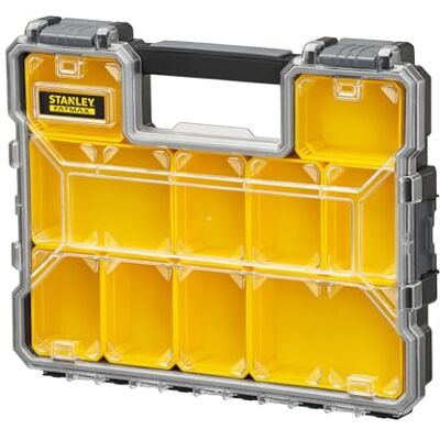 Stanley 1-97-519 Rangement Organiser Gamme FatMax Etanche Polycarbonate Incassable 10 Compartiments Amovibles Fermoirs Métallique Anticorrosion Capacité 10 Litres - Publicité Stanley 1-97-519 Rangement Organiser Gamme FatMax Etanche Polycarbonate Incassable 10 Compartiments Amovibles Fermoirs Métallique Anticorrosion Capacité 10 Litres - Publicité
