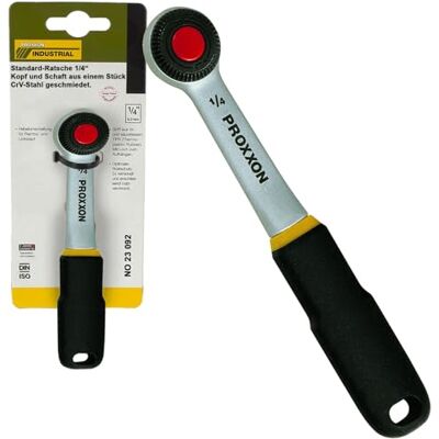 Proxxon 2223092 - Clé à cliquet réversible - 52 dents - Acier forgé - Finition chromée mate - Outil manuel - Publicité Proxxon 2223092 - Clé à cliquet réversible - 52 dents - Acier forgé - Finition chromée mate - Outil manuel - Publicité