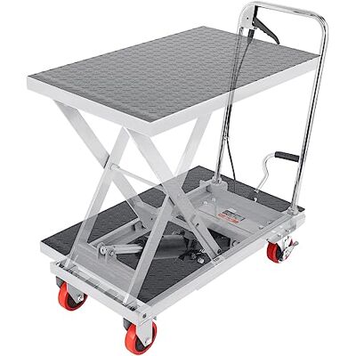VEVOR Chariot à Table Élévatrice Hydraulique Charge 230 kg Chariot Élévateur Manuel à Ciseaux Simples Hauteur de Levage 720 mm 4 Roues Coussin Antidérapant pour Manutention Transport Matériaux, Gris - Publicité VEVOR Chariot à Table Élévatrice Hydraulique Charge 230 kg Chariot Élévateur Manuel à Ciseaux Simples Hauteur de Levage 720 mm 4 Roues Coussin Antidérapant pour Manutention Transport Matériaux, Gris - Publicité