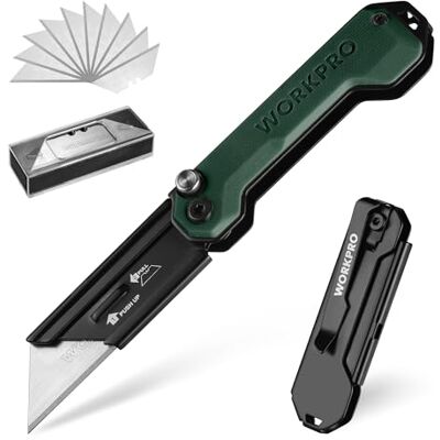 WORKPRO Couteau Utilitaire Pliant et Cutter de Poche avec Mécanisme de Changement Rapide, Manche en G10, avec 10 Lames SK5 Supplémentaires, Idéal pour Coupe de Cuir, PVC, Papier, Rose - Publicité WORKPRO Couteau Utilitaire Pliant et Cutter de Poche avec Mécanisme de Changement Rapide, Manche en G10, avec 10 Lames SK5 Supplémentaires, Idéal pour Coupe de Cuir, PVC, Papier, Rose - Publicité