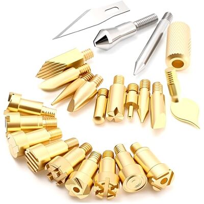 Chiloskit Lot de 23 embouts de pyrogravure, kit de tampons de lettres, chiffres et alphabet pour pyrogravure, pochoirs et gabarits pour embossage, marquage, artisanat personnalisé, outils-cadeau pour - Publicité Chiloskit Lot de 23 embouts de pyrogravure, kit de tampons de lettres, chiffres et alphabet pour pyrogravure, pochoirs et gabarits pour embossage, marquage, artisanat personnalisé, outils-cadeau pour - Publicité