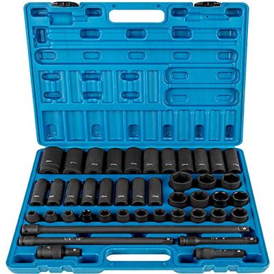 VEVOR Jeu de Douilles à Choc 1/2" 43PCs, 6 Pans en Acier Allié CR-V, Douilles à Impact Métriques Standard/Profonds 9-30 mm, avec Barre d'Extension et Mallette de Transport, pour Réparation Auto - Publicité VEVOR Jeu de Douilles à Choc 1/2" 43PCs, 6 Pans en Acier Allié CR-V, Douilles à Impact Métriques Standard/Profonds 9-30 mm, avec Barre d'Extension et Mallette de Transport, pour Réparation Auto - Publicité