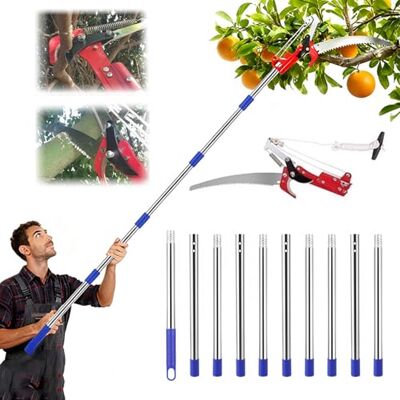 RATSTONE Coupe Branche Telescopique,Scie d'Élagage Manuelle,Secateur Telescopique Réglable En Hauteur Sur 5 m,Avec 10 Poteaux Alliage Aluminium Pour Élagage Coupe Branches Hautes Palmiers Arbustes(Bleu) - Publicité RATSTONE Coupe Branche Telescopique,Scie d'Élagage Manuelle,Secateur Telescopique Réglable En Hauteur Sur 5 m,Avec 10 Poteaux Alliage Aluminium Pour Élagage Coupe Branches Hautes Palmiers Arbustes(Bleu) - Publicité