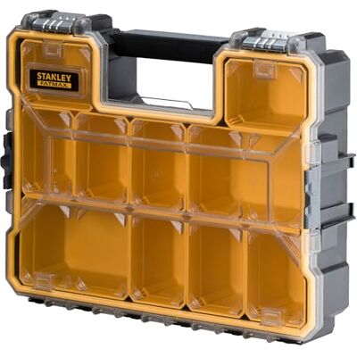 Stanley 1-97-518 Rangement Organiseurs et Casiers Gamme Fatmax etanche Polycarbonate Incassable 10 Compartiments Amovibles Fermoirs métallique Anticorrosion Capacité 10 Litres - Publicité Stanley 1-97-518 Rangement Organiseurs et Casiers Gamme Fatmax etanche Polycarbonate Incassable 10 Compartiments Amovibles Fermoirs métallique Anticorrosion Capacité 10 Litres - Publicité