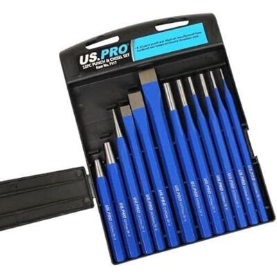 US PRO Tools Ensemble de poinçons et gouges 12 pièces - Centre poinçons longs coniques et gouges - Ensemble d'outils - Publicité US PRO Tools Ensemble de poinçons et gouges 12 pièces - Centre poinçons longs coniques et gouges - Ensemble d'outils - Publicité