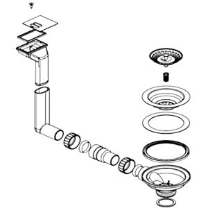 Blanco Bonde d'écoulement 3,5" sans commande de vidage Trop-plein carré horizontal/d'écoulement et de trop-plein - Publicité Blanco Bonde d'écoulement 3,5" sans commande de vidage Trop-plein carré horizontal/d'écoulement et de trop-plein - Publicité