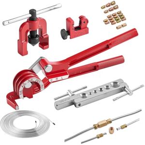 VEVOR Kit Outils d'Évasement de Tuyaux de Freins 45° Dudgeonnière Climatisation Dudgeonnage Simple avec Conduite de Frein Cuivrée 7,6 m x 4,76 mm, 20 Raccords 2 Unions, Cintreuse de Tube, Coupe-tube - Publicité VEVOR Kit Outils d'Évasement de Tuyaux de Freins 45° Dudgeonnière Climatisation Dudgeonnage Simple avec Conduite de Frein Cuivrée 7,6 m x 4,76 mm, 20 Raccords 2 Unions, Cintreuse de Tube, Coupe-tube - Publicité