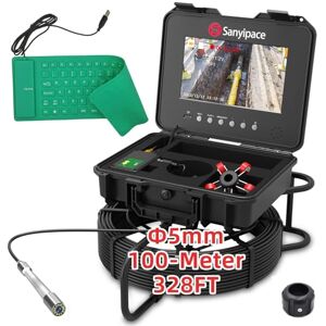 Sanyipace Caméra de Canalisation HD 100M, Camera Tuyauterie Auto-Niveau avec 10" Écran et Clavier, Caméra Endoscopique pour Tuyau avec Sondée en 512Hz, Professionnel Camera de Tuyau avec Compteur de Mètre - Publicité