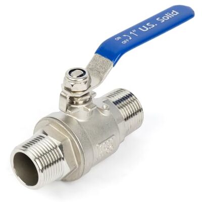 U.S. Solid Vanne à bille 1" DN25 – Acier inox 304, 2 voies, mâle x mâle, port complet - Publicité U.S. Solid Vanne à bille 1" DN25 – Acier inox 304, 2 voies, mâle x mâle, port complet - Publicité