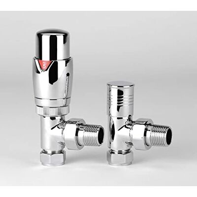 Greenedhouse ZZ-3022 Robinet thermostatique pour radiateur et Porte-Serviettes Vanne coudée, Chrome, 1/2"-15mm - Publicité Greenedhouse ZZ-3022 Robinet thermostatique pour radiateur et Porte-Serviettes Vanne coudée, Chrome, 1/2"-15mm - Publicité