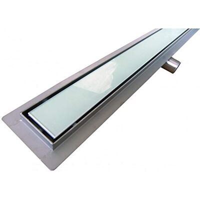 Bernstein Drain de sol en verre blanc - 100cm - Drain de douche haute vitesse - Design moderne - Publicité Bernstein Drain de sol en verre blanc - 100cm - Drain de douche haute vitesse - Design moderne - Publicité