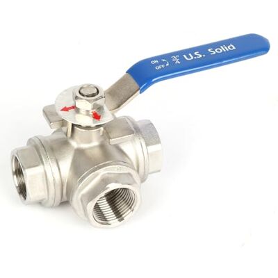 U.S. Solid Robinet à boisseau sphérique 3 voies 3/4" – Vanne à bille manuelle DN20 acier inoxydable 304 filetage G, tampon de montage en L - Publicité U.S. Solid Robinet à boisseau sphérique 3 voies 3/4" – Vanne à bille manuelle DN20 acier inoxydable 304 filetage G, tampon de montage en L - Publicité
