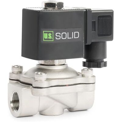 U.S. Solid Électrovanne acier inoxydable G 3/8" 24 V CC normalement fermée 10 bar Valve à eau électrique pour eau, air, diesel, kérosène, essence - Publicité U.S. Solid Électrovanne acier inoxydable G 3/8" 24 V CC normalement fermée 10 bar Valve à eau électrique pour eau, air, diesel, kérosène, essence - Publicité