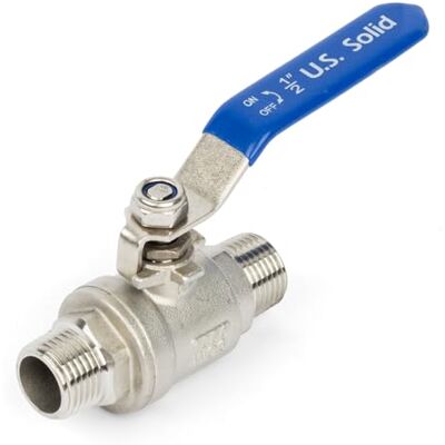 U.S. Solid Vanne à bille 1/2" DN15 – Acier inox 304, 2 voies, mâle x mâle, port complet - Publicité U.S. Solid Vanne à bille 1/2" DN15 – Acier inox 304, 2 voies, mâle x mâle, port complet - Publicité