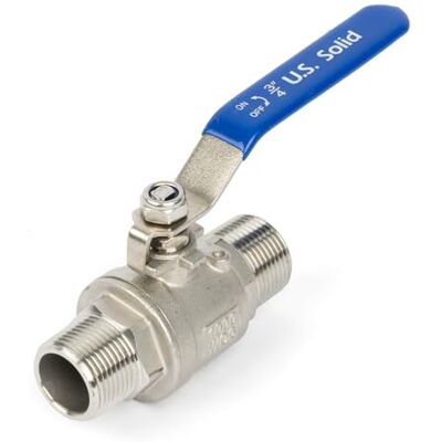 U.S. Solid Vanne à bille 3/4" DN20 – Acier inox 304, 2 voies, mâle x mâle, port complet - Publicité U.S. Solid Vanne à bille 3/4" DN20 – Acier inox 304, 2 voies, mâle x mâle, port complet - Publicité