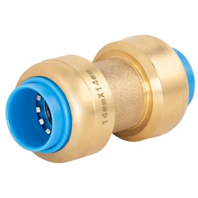 QUICK PLOMBERIE 82929343 14 mm laiton connecteur droit Connector - Publicité QUICK PLOMBERIE 82929343 14 mm laiton connecteur droit Connector - Publicité