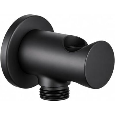Schläfer 814321 Prise d'eau de douche ronde avec support pour pommeau de douche, noir mat, sortie d'eau murale G 1/2" Ø 20,86 mm, raccord coudé pour flexible douchette en laiton, design moderne - Publicité Schläfer 814321 Prise d'eau de douche ronde avec support pour pommeau de douche, noir mat, sortie d'eau murale G 1/2" Ø 20,86 mm, raccord coudé pour flexible douchette en laiton, design moderne - Publicité